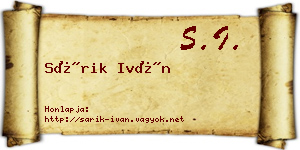 Sárik Iván névjegykártya